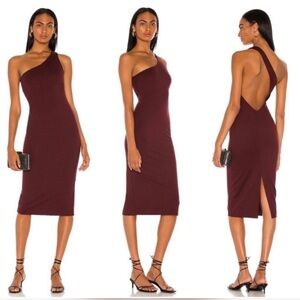 NEW NWT LPA BURGUNDY ASYMMETRICAL MIDI DRESS